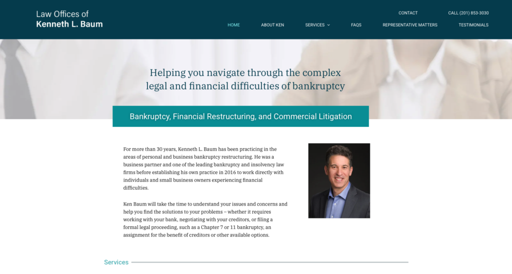 Law Offices of Kenneth L. Baum Website